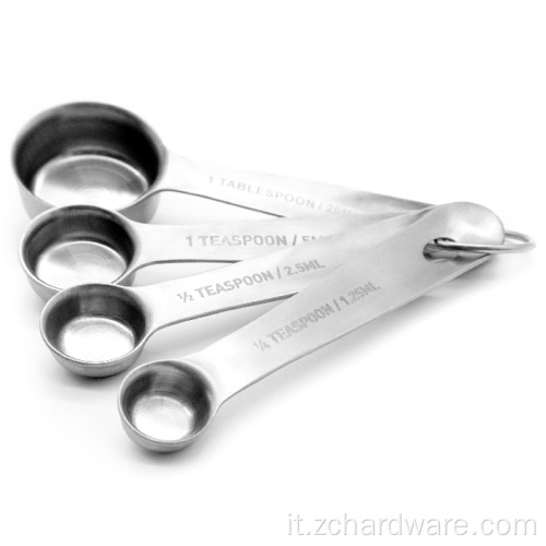 Set di cucchiai di misurazione in acciaio inossidabile in forcella d'argento